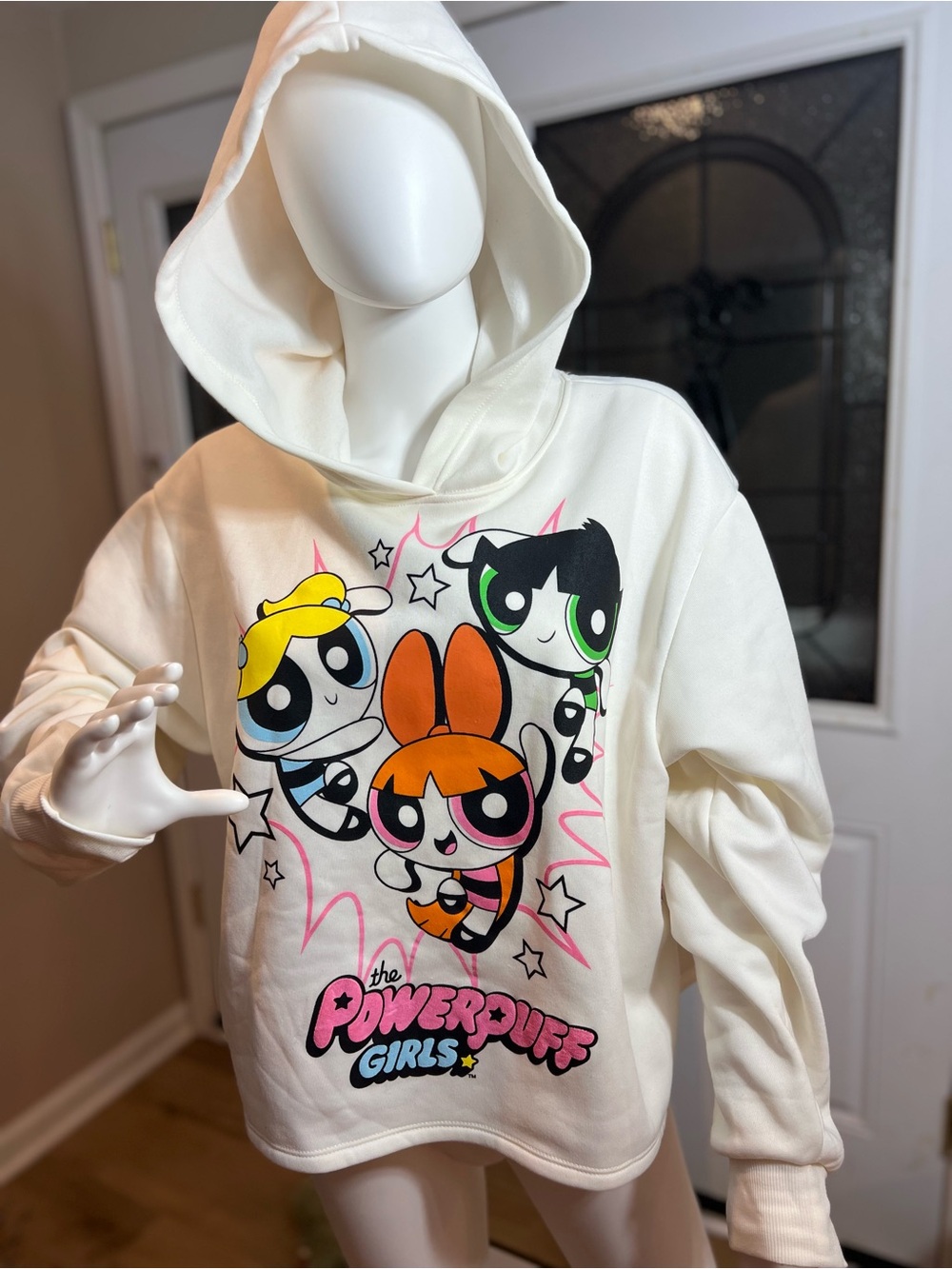 Juniors Cream Powerpuff Girls Graphic Hoodie